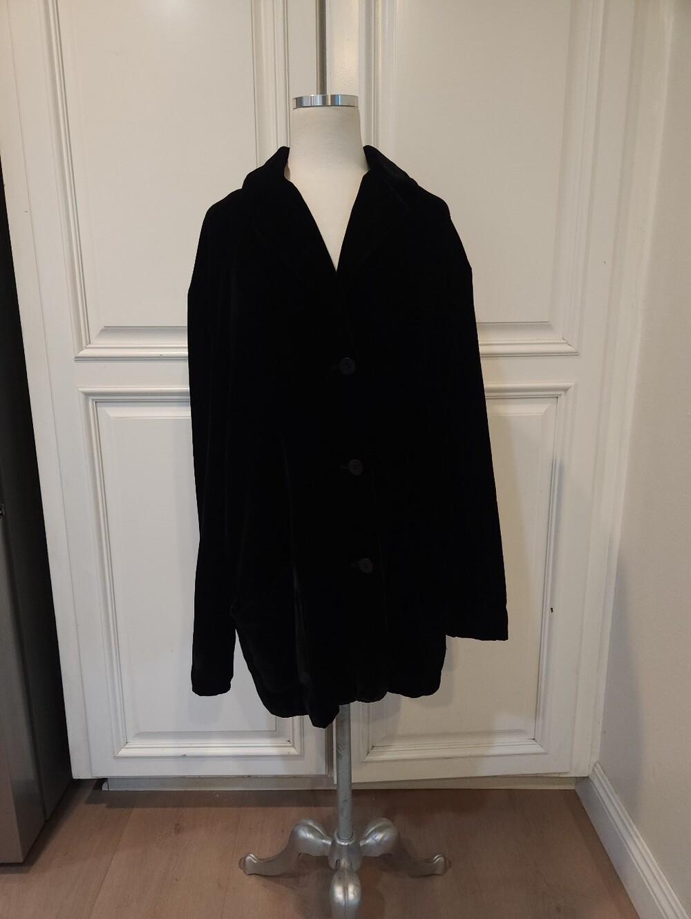 Classic Black Velvet Women's Coat